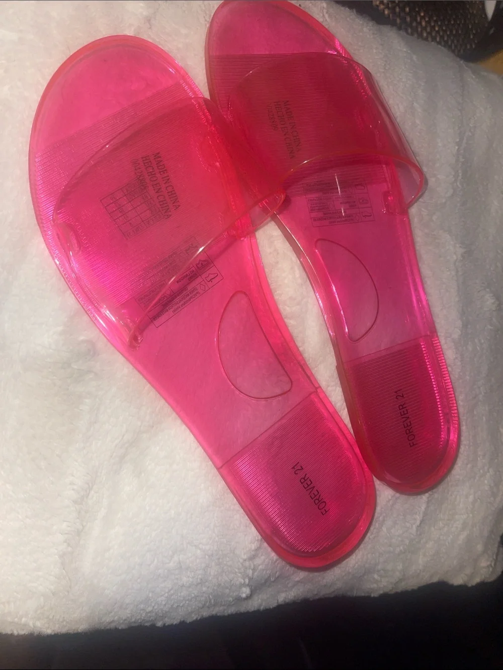 Forever 21 Hot Pink Transparent Jelly Slide Sandals